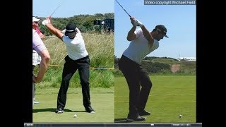 Jon Rahm golf swing  Long Iron faceon amp downtheline July 2017 [upl. by Yarehs]