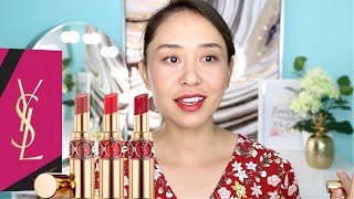 YSL  Rouge Volupte Shine Spring Trio ReviewLip Swatch [upl. by Citarella828]