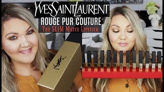 YSL ROUGE PUR COUTURE THE SLIM MATTE LIPSTICKS  16 SHADES  LIP SWATCHES [upl. by Niletac815]