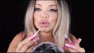 ASMR Lipgloss Application  Pumping  Mouth Sounds [upl. by Domini]