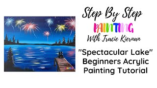 How To Paint Fireworks Over A Lake Beginner Acrylic Painting Tutorial [upl. by Anton993]