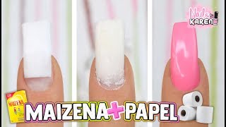 UÑAS POSTIZAS con PAPEL HIGIÉNICO y MAIZENA [upl. by Atnicaj]