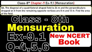 Class8 Ex91 Q456 Mensuration Chapter9 Math New CBSE NCERT Book 202324 [upl. by Are933]