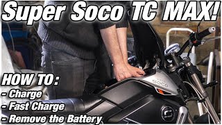 Super Soco TC Max  How to Charge and Remove Battery [upl. by Odla29]