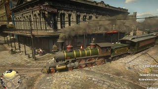 RDR2  What if the Train Runs along the tram rails in the City of Saint Denis [upl. by Yolane685]