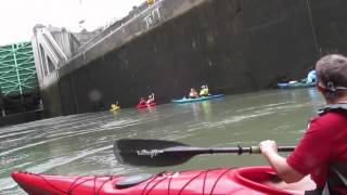 Kayaking thru locks 34 and 35 Erie Barge Canal Lockport NY [upl. by Leirea757]