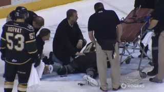 Anthony Stolarz Scary Injury Cut by a Skate 11714 [upl. by Anirrok703]