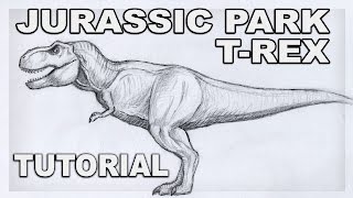 Tutorial  How To Draw Tyrannosaurus Rex  Rexy Trex from Jurassic Park [upl. by Atsirak]