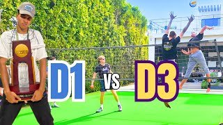 Backyard Volleyball D1 vs D3 NATIONAL CHAMPIONS [upl. by Llacam]