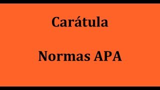 APA Cómo hacer una carátula [upl. by Martyn549]