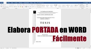 CÓMO HACER UNA PORTADA EN WORD FÁCILMENTE [upl. by Chiarra]