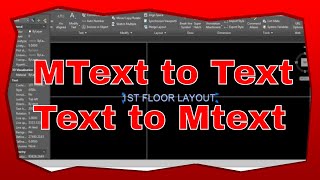 AutoCAD tutorial  Convert Mtext to Text or Text to Mtext AutoCAD 2015 [upl. by Antone407]