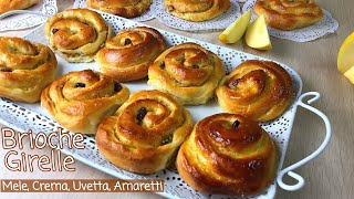 BRIOCHE GIRELLE SOFFICISSIME alle MELE UVETTA AMARETTI CREMA  BRIOCHE ROLL  Tutti a Tavola [upl. by Enirehtak]