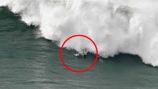 Surfer Experiences Terrifying Wipeout in Nazare Portugal [upl. by Teodoro]