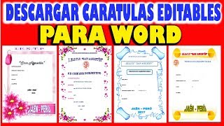 Cómo Descargar Carátulas Editables para Word [upl. by Notnilk410]