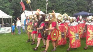 Roman Reenactment at the Amphitheatre in Caerleon Marching In [upl. by Arrait]