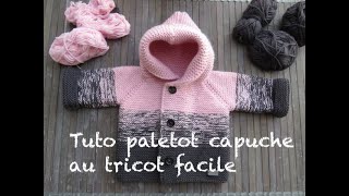 TUTO PALETOT TOP DOWN CAPUCHE TRICOT [upl. by Knox]