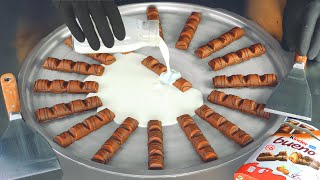 ASMR  massive kinder Bueno Ice Cream Rolls  how to make Ice Cream with lots of Chocolate Bars  4k [upl. by Idnym]