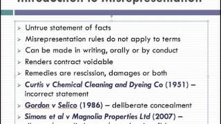 Misrepresentation Lecture 1 of 4 [upl. by Nilya]