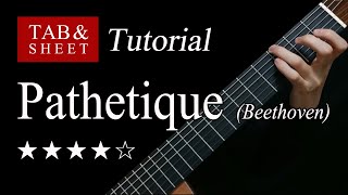 Pathetique 2nd Mov  Guitar Lesson  TAB [upl. by Nyahs]