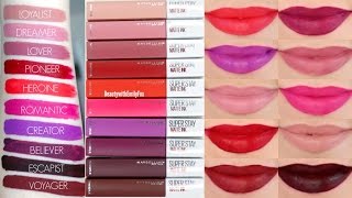 Maybelline Superstay Matte Ink Liquid Lipsticks  Lip Swatches amp Review [upl. by Yettie]