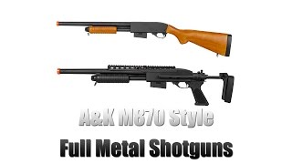 AampK M870 Full Metal Airsoft Spring Powered Shotguns [upl. by Gilbertine]