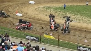 SPRINT CARS at Lincoln Park Speedway  Massive Crashes and Close Dirt Track Racing [upl. by Bruyn628]