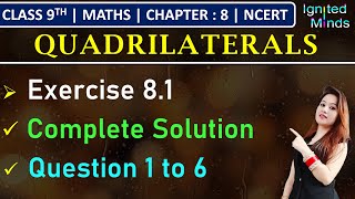 Class 9th Maths  Exercise 81 Q1 to Q6  Chapter 8  Quadrilaterals  NCERT [upl. by Gabey]